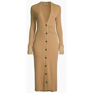 Jason Wu Merino Wool-& Cashmere Blend Midi-Dress in Camel NWT Size Medium